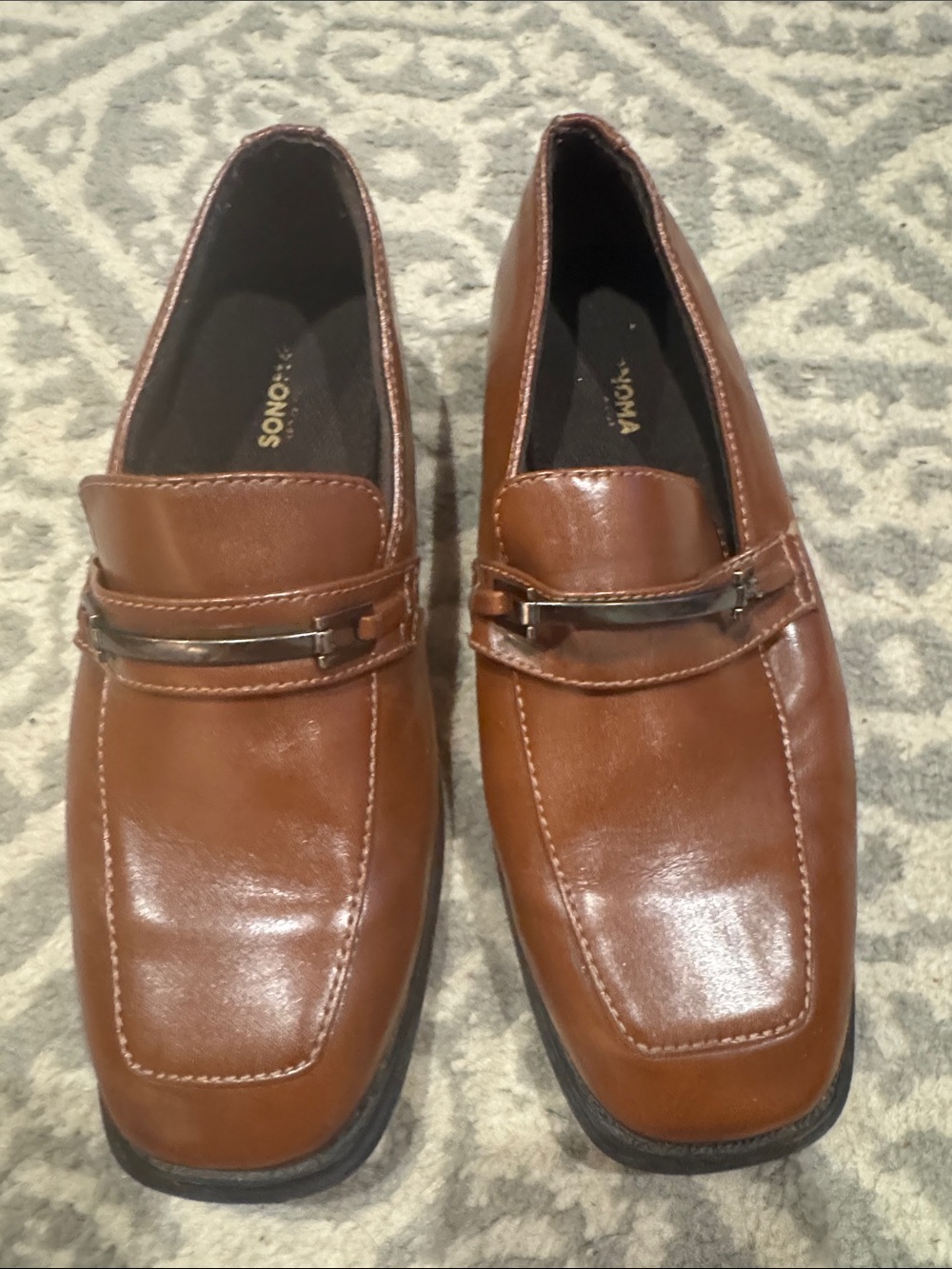 Sonoma Tan Brown Leather Slip-On Loafers for Kids
